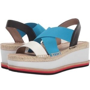 Off white/azul calf Audrey platform sandals
